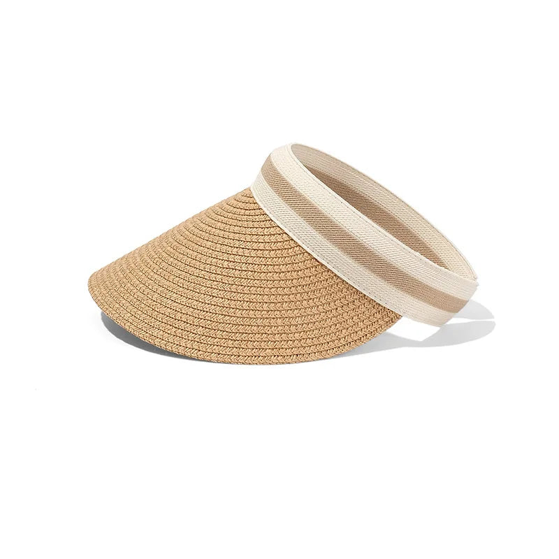 Open-Crown Straw Sun Visor