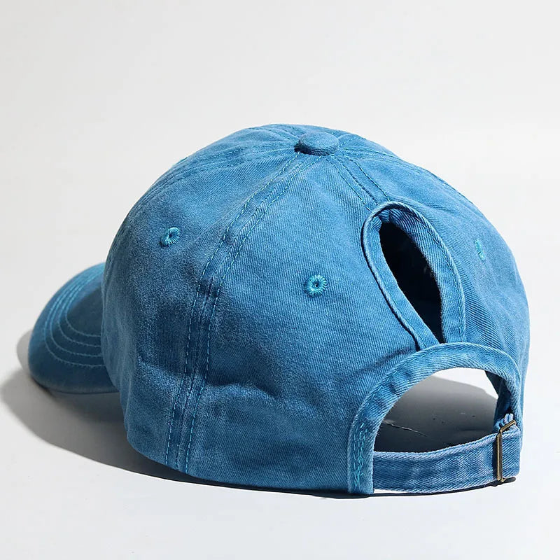 Washed High Ponytail Baseball Cap