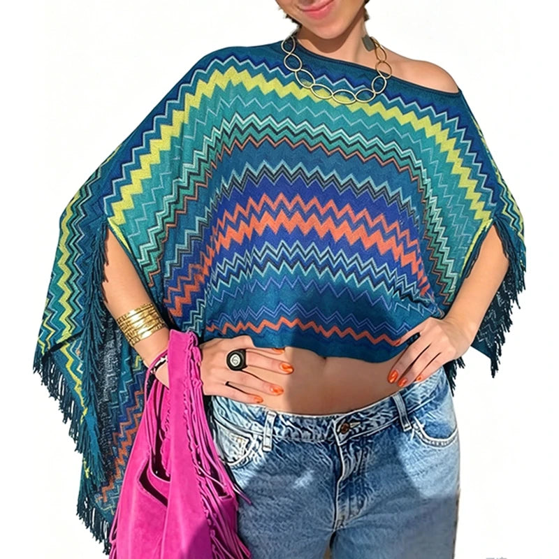Open-Knit Asymmetric Beach Cover-Up