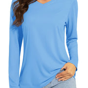 TACVASEN Summer UPF 50+ Long Sleeve T-Shirts Womens Sun Protection V Neck Fashion Tee Shirts Quick Dry Outdoor Hiking Pullover