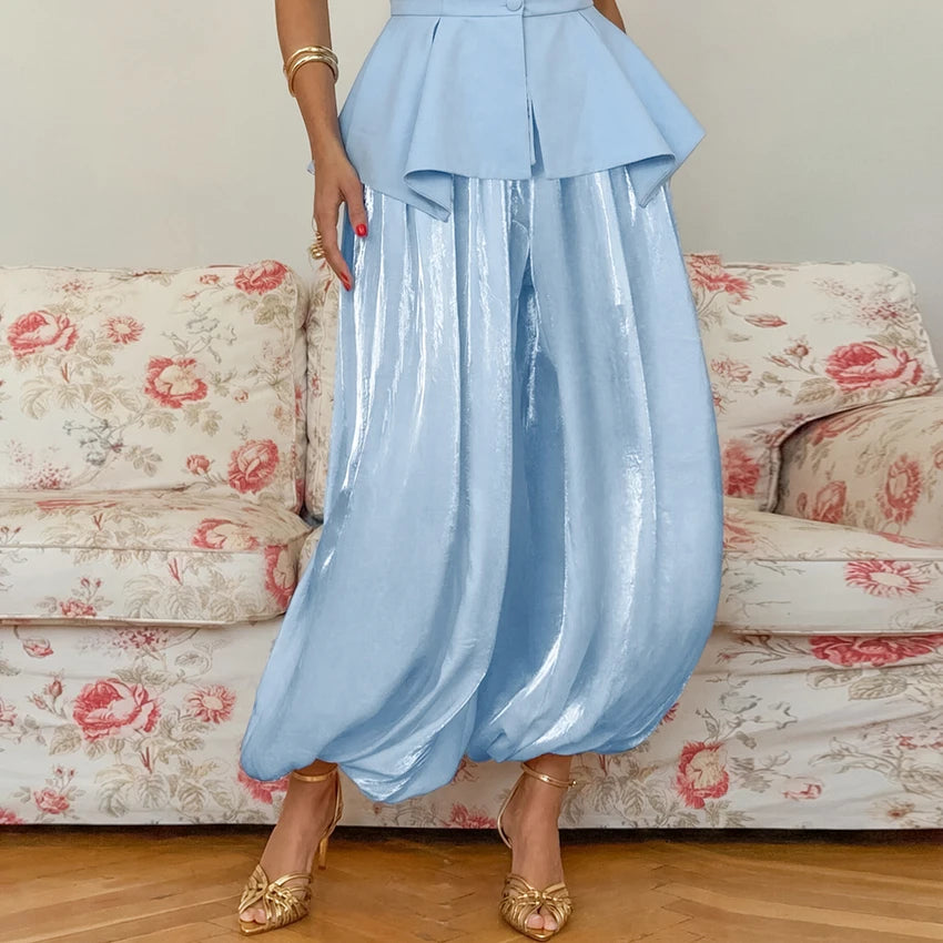 Pleated Balloon-Leg Trousers