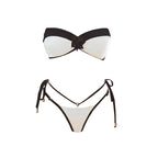Floral Mesh-Skirt Bandeau Bikini Set