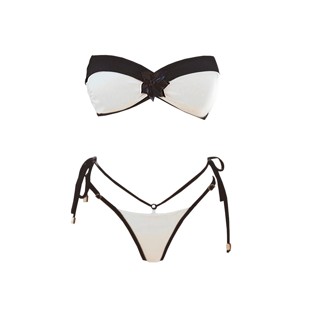 Floral Mesh-Skirt Bandeau Bikini Set