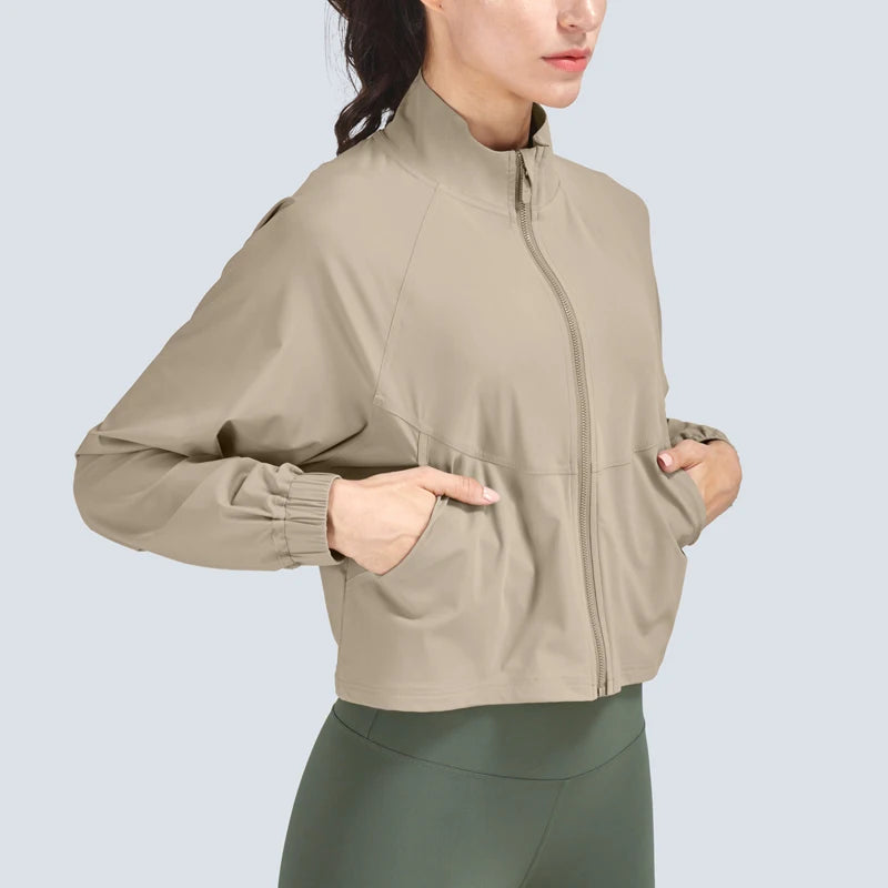 VITALINOVO Women's Athletic Workout Jacket UPF 50+ Long Sleeve Sun Protection Lightweight Shirts Zip Up Cropped Jackets Running