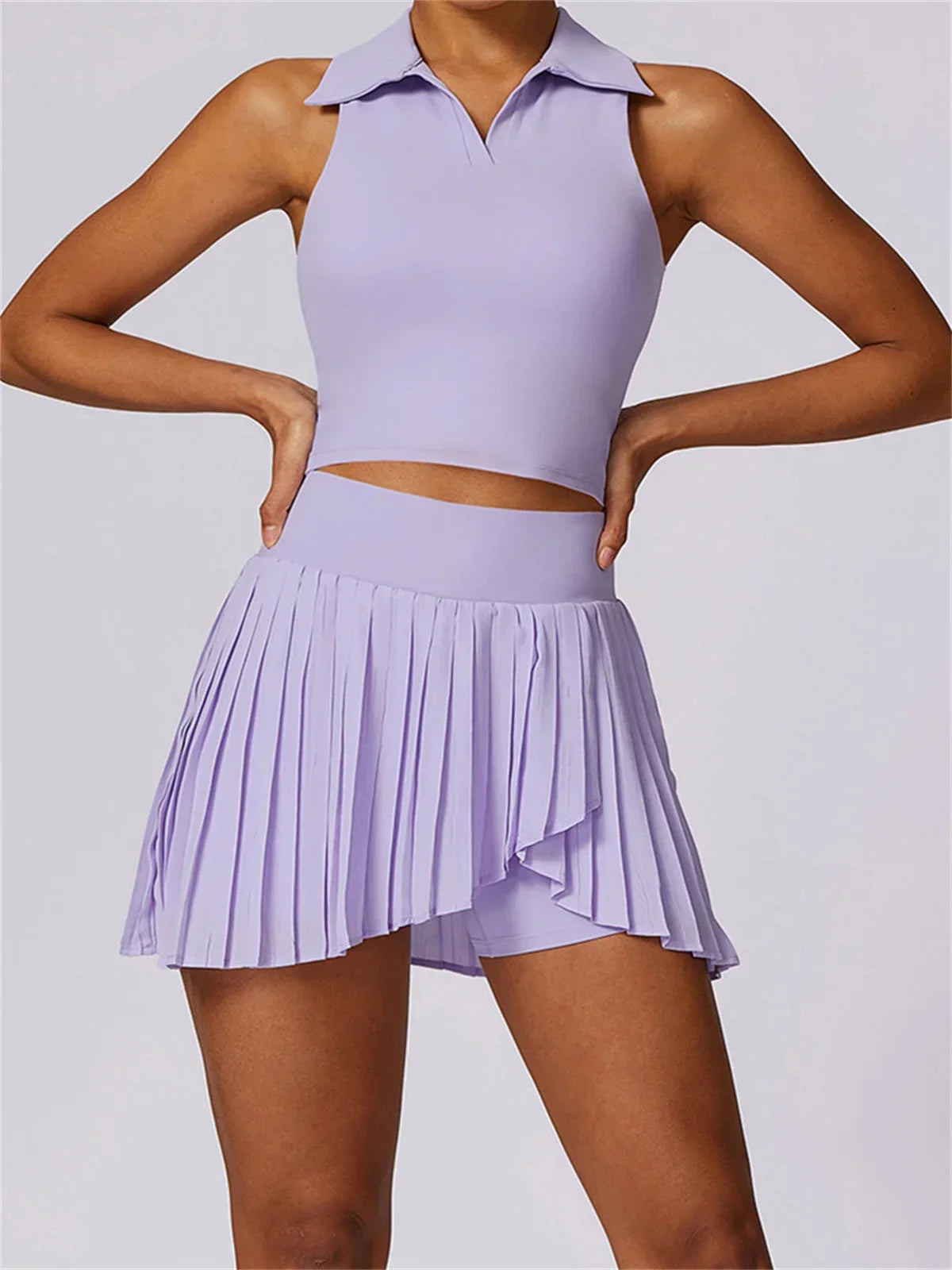 Aurelia Sun Sleeveless Golf Polo & Skort Set – Blue – image 2