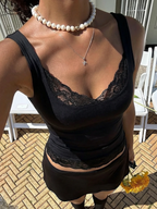 Square-Neck Lace Ruffle Tank