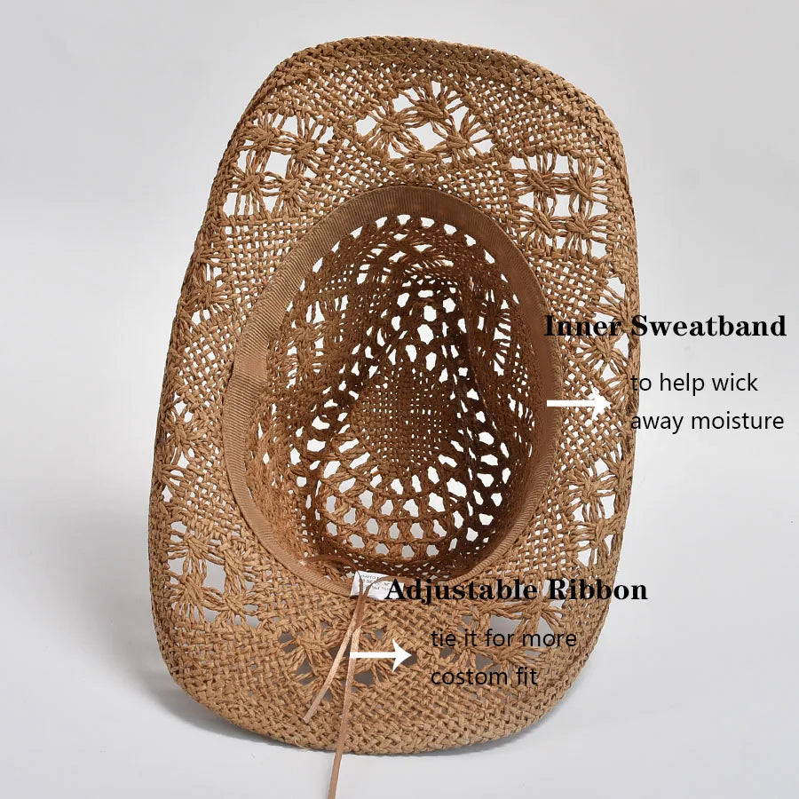 Shell-Trim Woven Straw Sun Hat