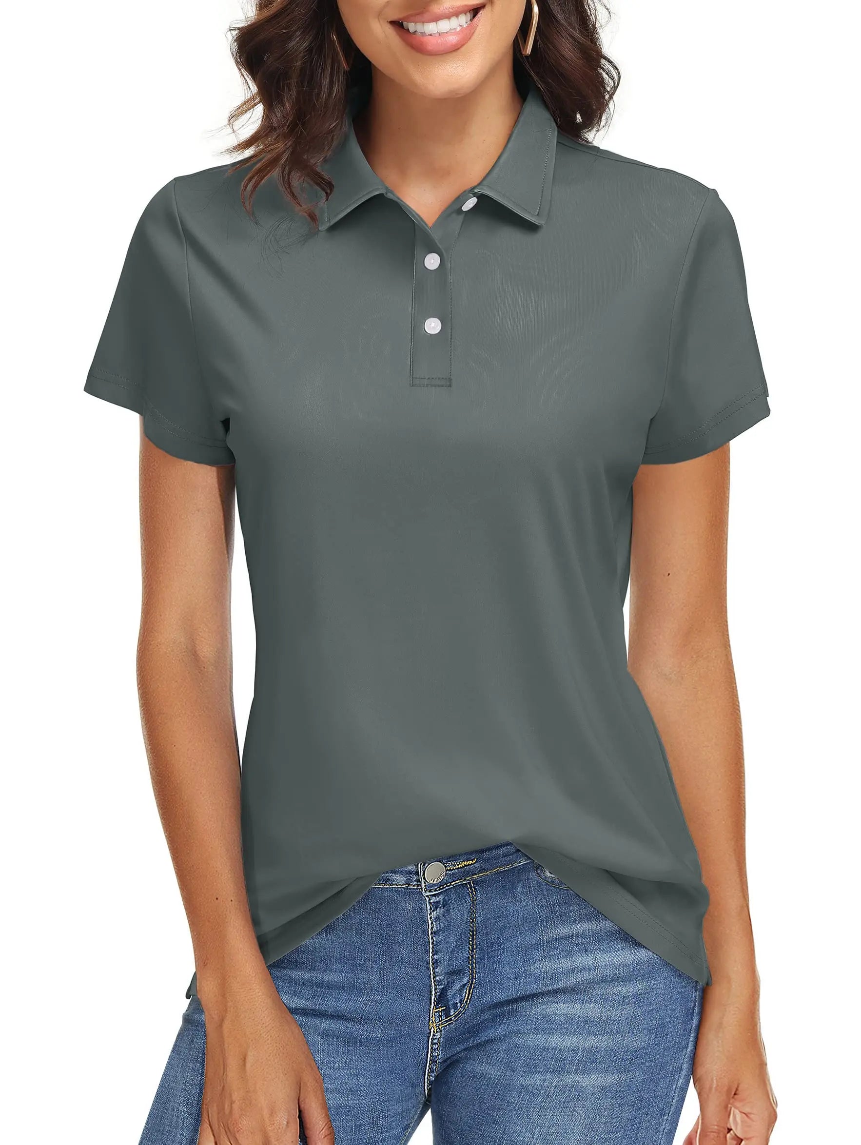TACVASEN UPF 50+ Short Sleeve Golf Polos Shirts High Elastic Womens Sun Protection T-shirts Quick Dry Workout Tee Pullover Tops