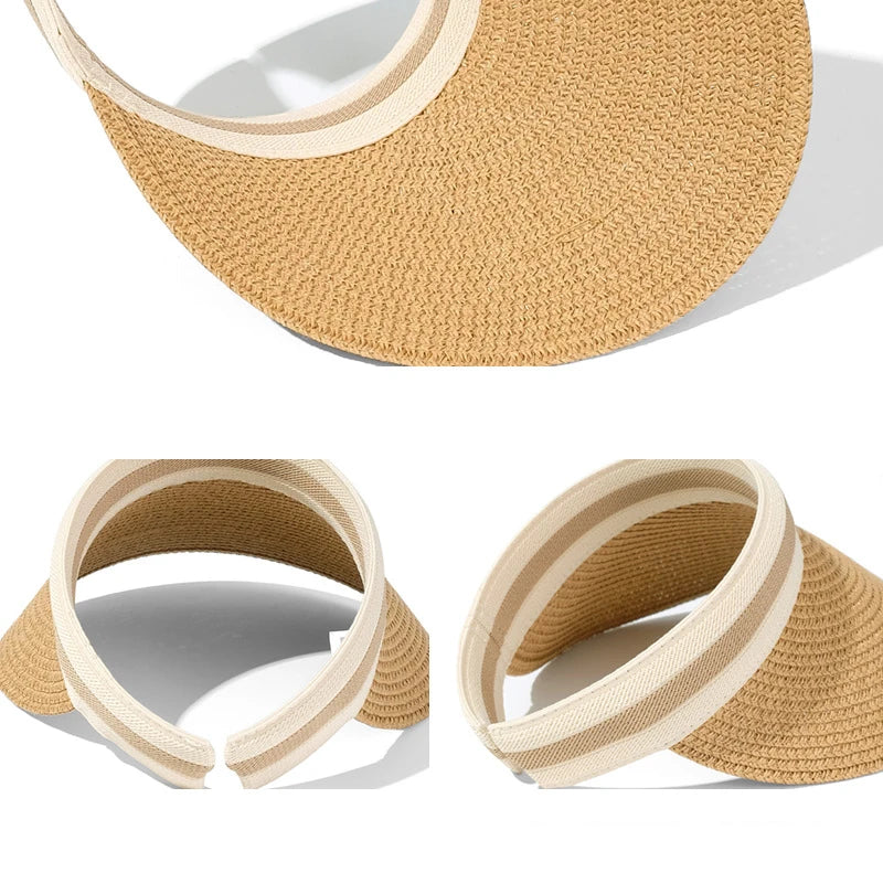 Open-Crown Straw Sun Visor