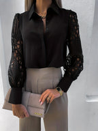 Marina Chiffon V-Neck Long-Sleeve Blouse