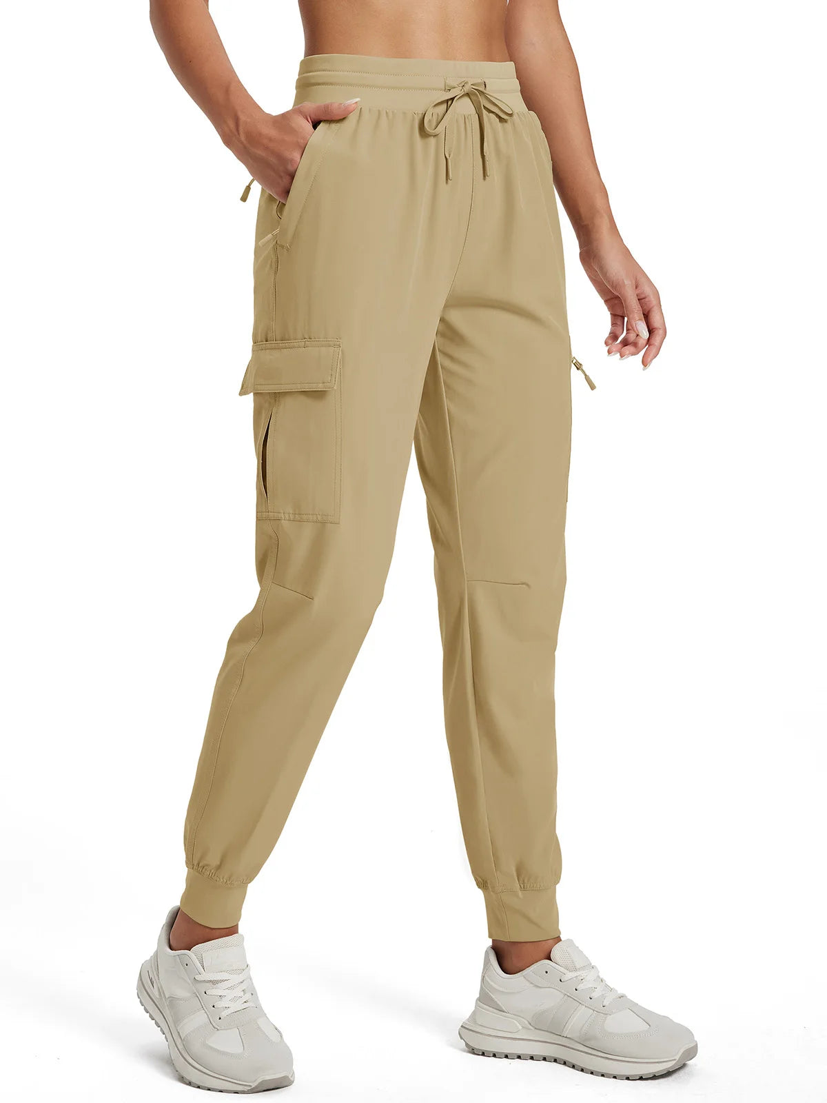 TACVASEN Women's Quick Dry Waterproof Cargo Pants Lightweight UPF 50 Athletic Jogger Pants Travel Hiking Pants Velcro Pockets