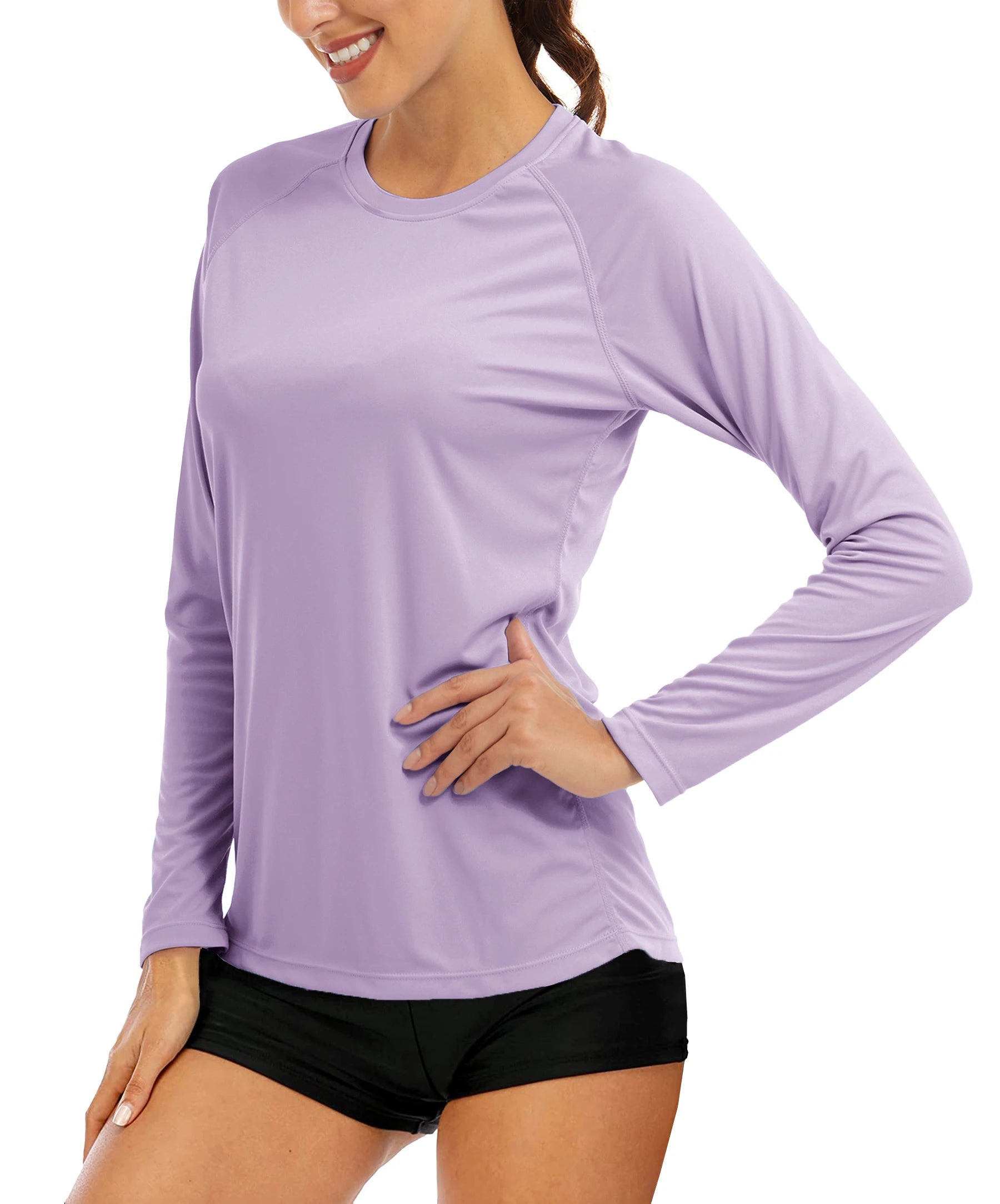 KEFITEVD Quick Dry Women's UPF 50+ Long Sleeve T-Shirts Skin Sun/UV Protection Breathable Lightweight Swim Outdoor Hiking Shirts