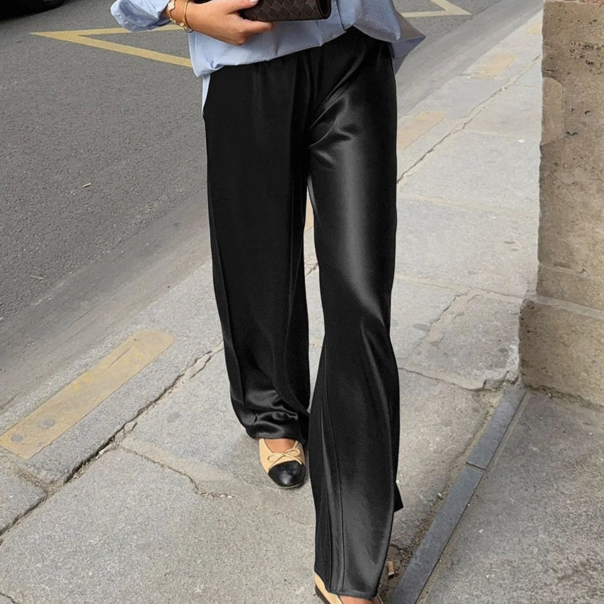 Lustre High-Waist Wide-Leg Trousers