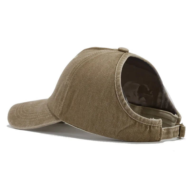 Washed High Ponytail Baseball Cap