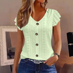 Ruffle V-Neck T-Shirt