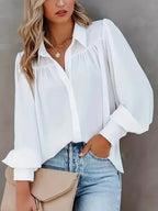 Plus-Size Lantern-Sleeve Long-Sleeve Blouse