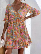 Plus-Size Floral Ruffle-Hem Dress