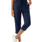 TACVASEN Women's Hiking Capris Pants UPF 50+ Lightweight Quick Dry Workout Travel Summer Casual Drawstring Pants Zipper Pockets