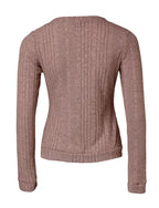 Liora Semi Sheer Zip Front Blouse in Brown by Aurelia Sun