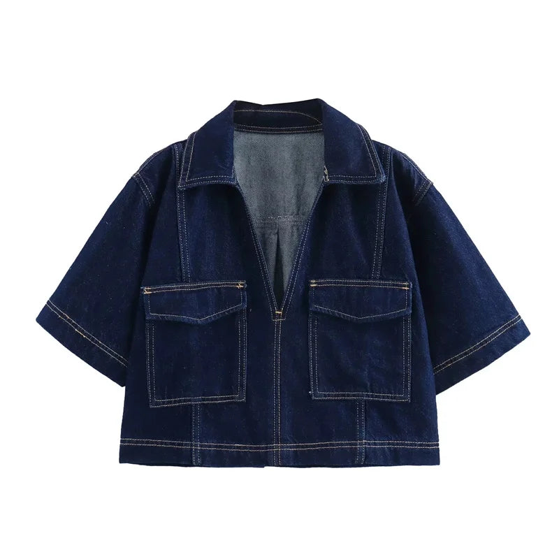 Cropped Denim Shirt & Skirt Collection