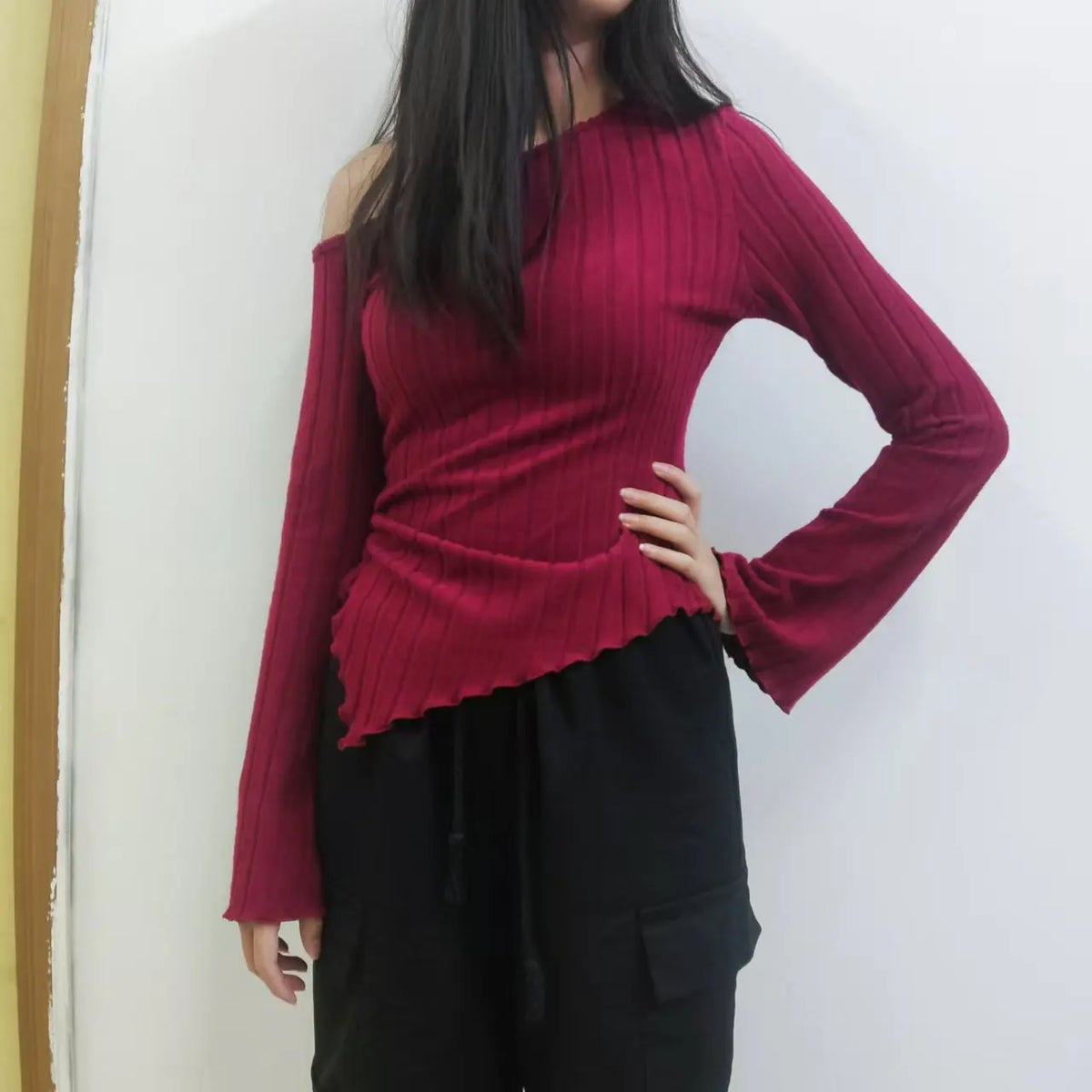 Asymmetric Flare-Sleeve Top
