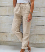 Linen-Blend Relaxed Tapered Pants