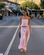 Lace Crop Cami & Wide-Leg Pants Set
