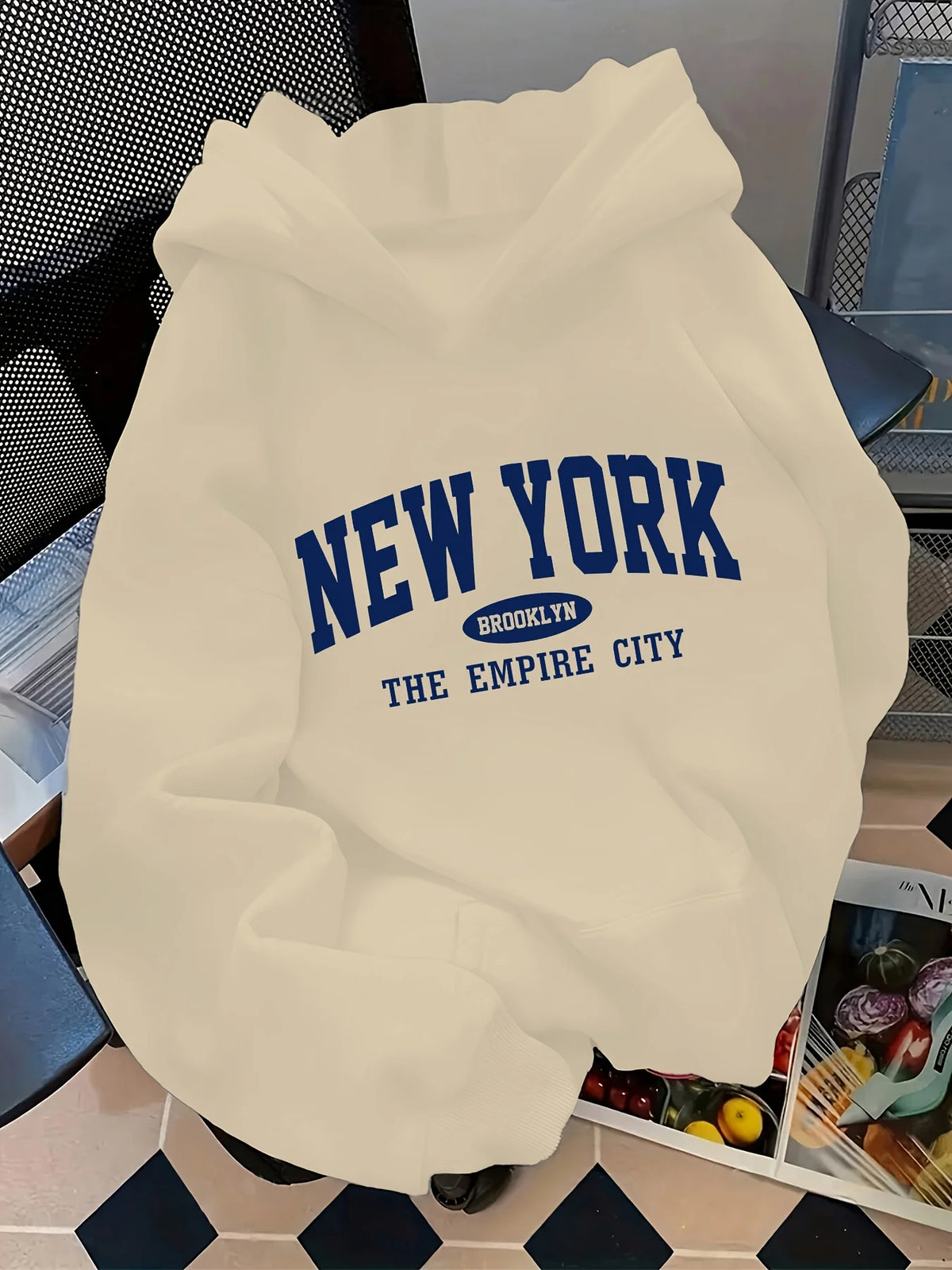 Letter-Print Pullover Hoodie