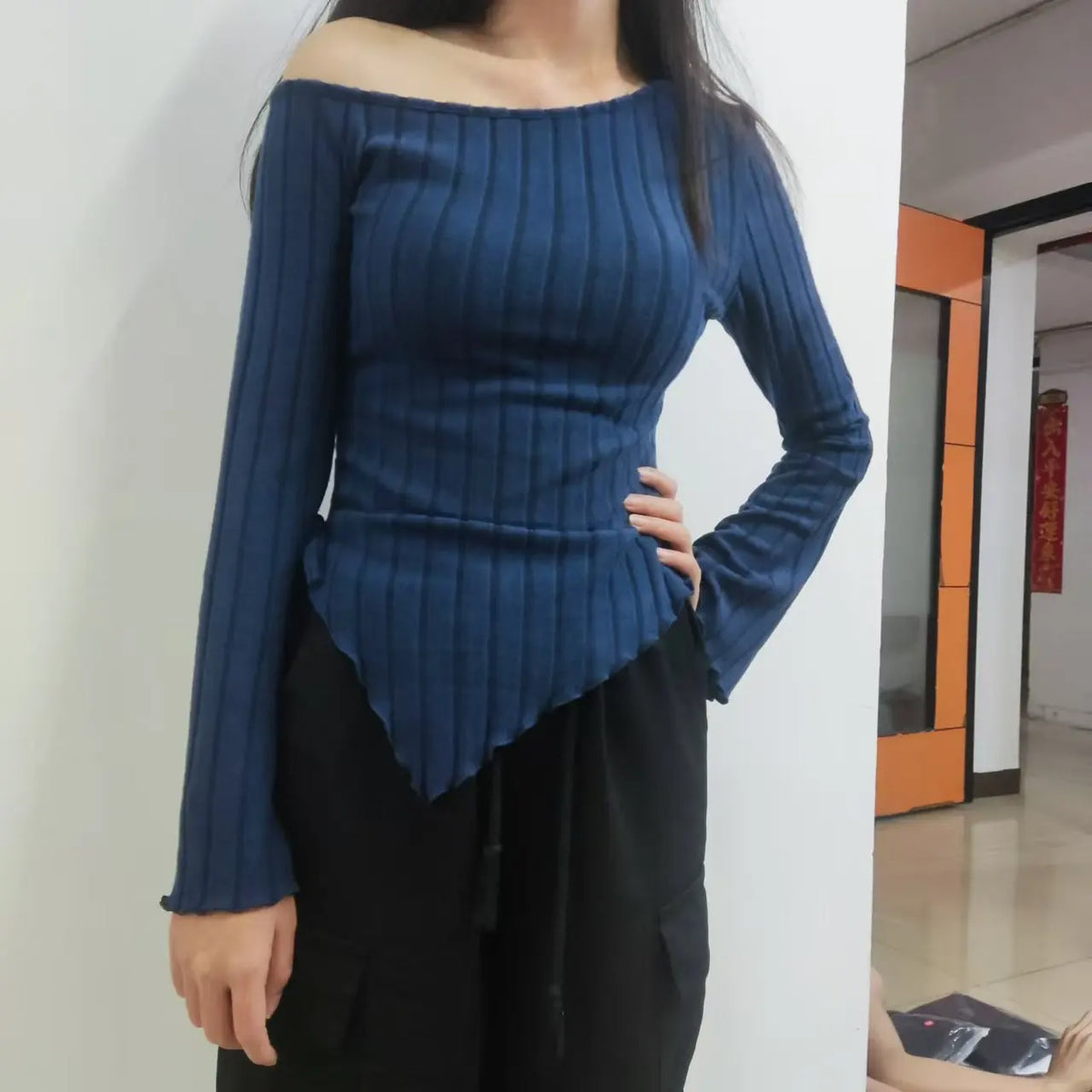 Asymmetric Flare-Sleeve Top