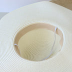 Bow-Trim Floppy Straw Sun Hat