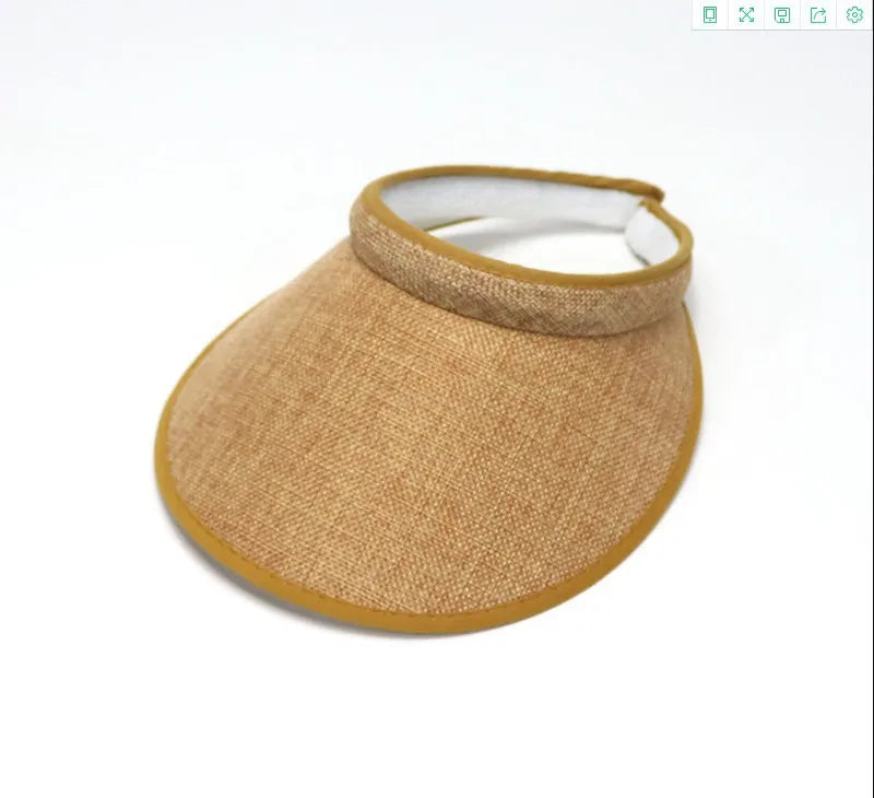 Open-Crown Straw Sun Visor