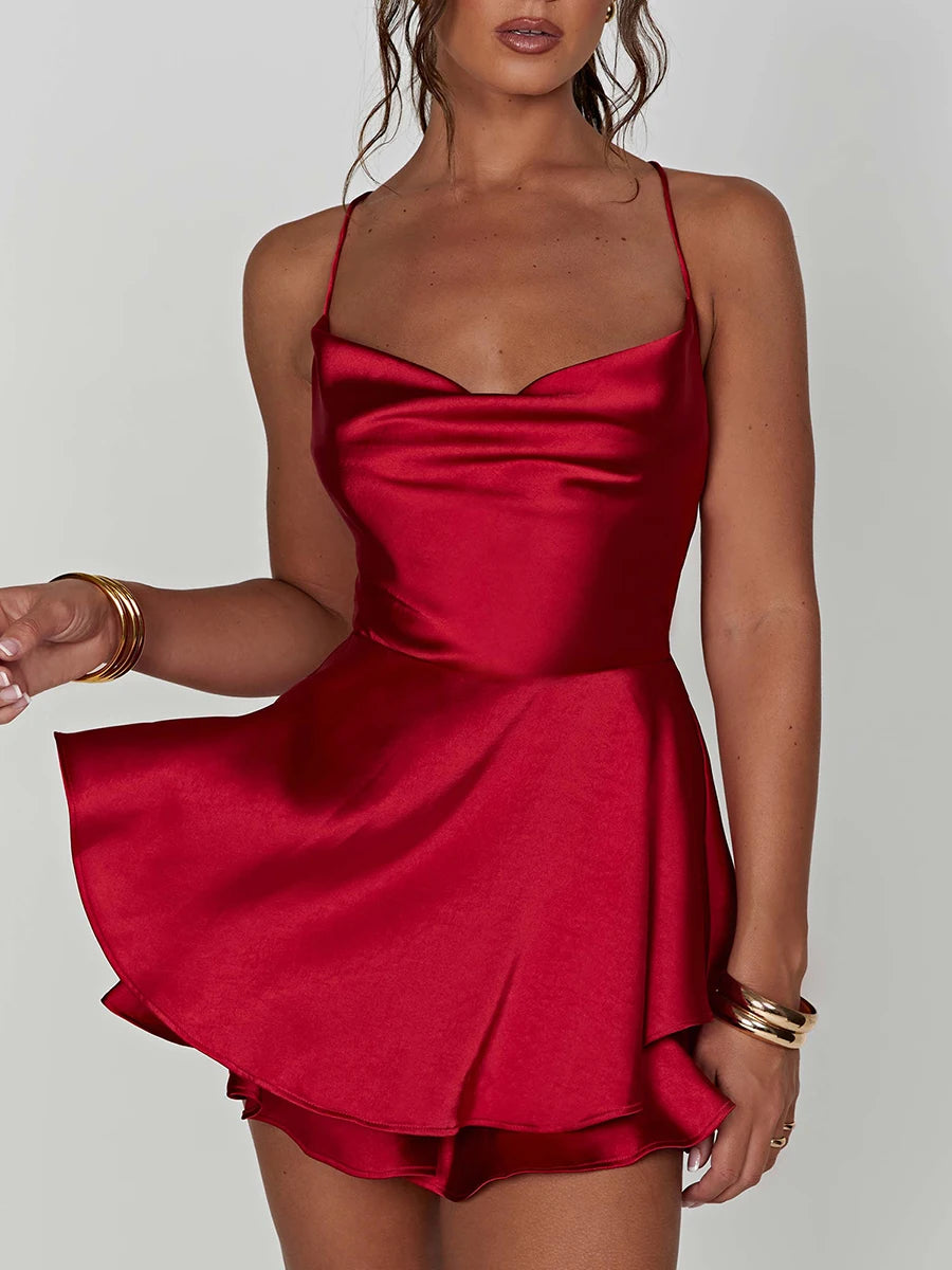 Satin-Look Sleeveless Romper