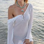 Long-Sleeve Knit Beach Mini Dress