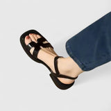Deliane Leather Low Block Heel Sandals