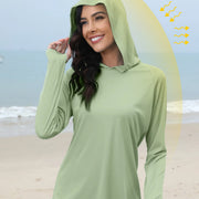 Women's Sunscreen Hoodie with Thumb Buckle and Hidden Ponytail Hole, Outdoor Running Fitness Sports, Leisure Sunscreen T-shirt