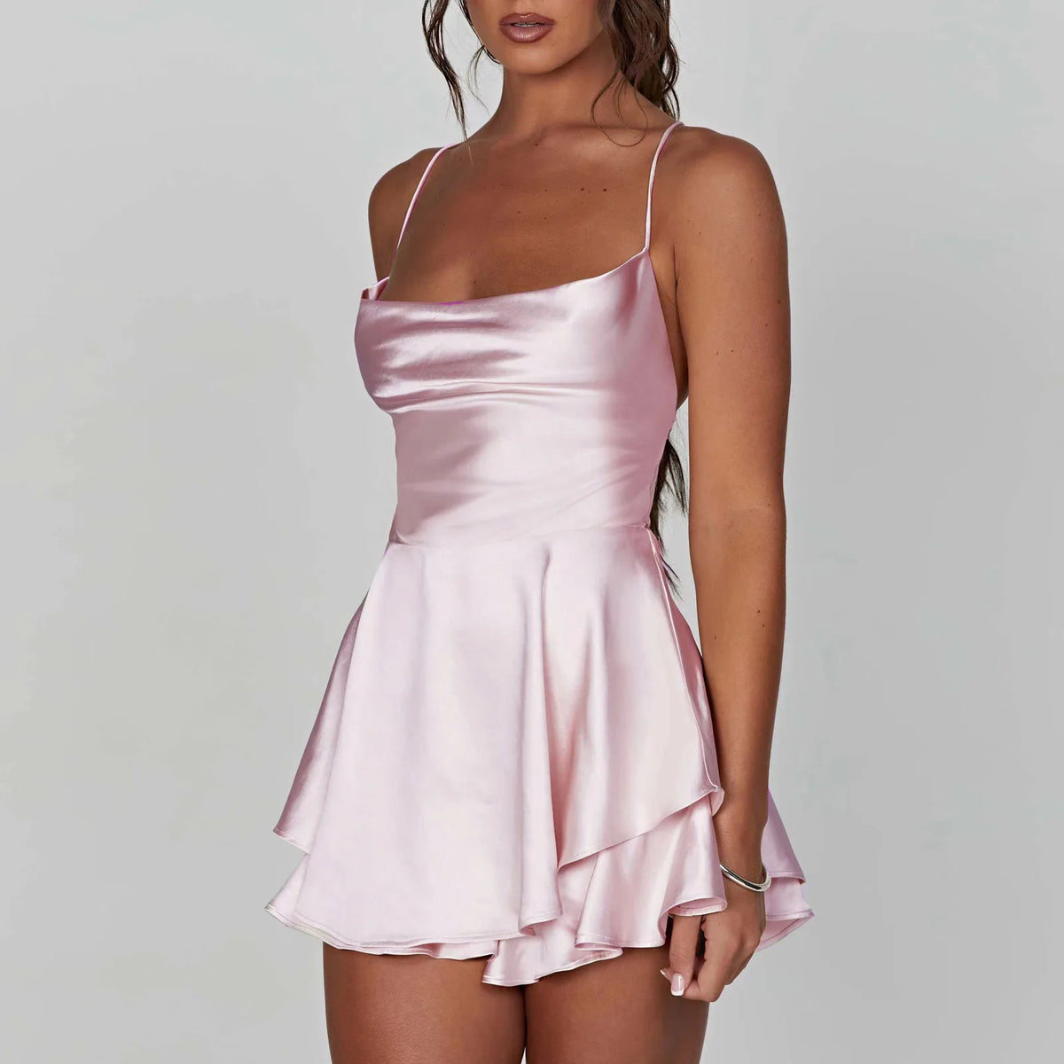Satin-Look Sleeveless Romper