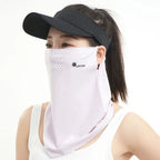 Durable UV Protection Sunscreen Face Veil Breathable Sunshade Ice Silk Face Mask Ear Hanging Summer Face Cover