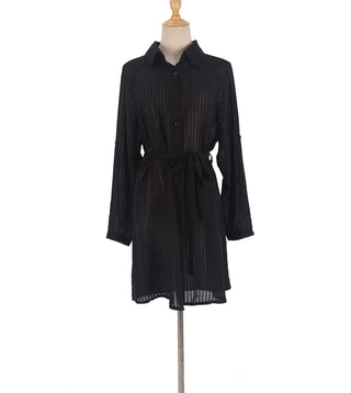 Self-Belted Beach Shirt Cover-Up