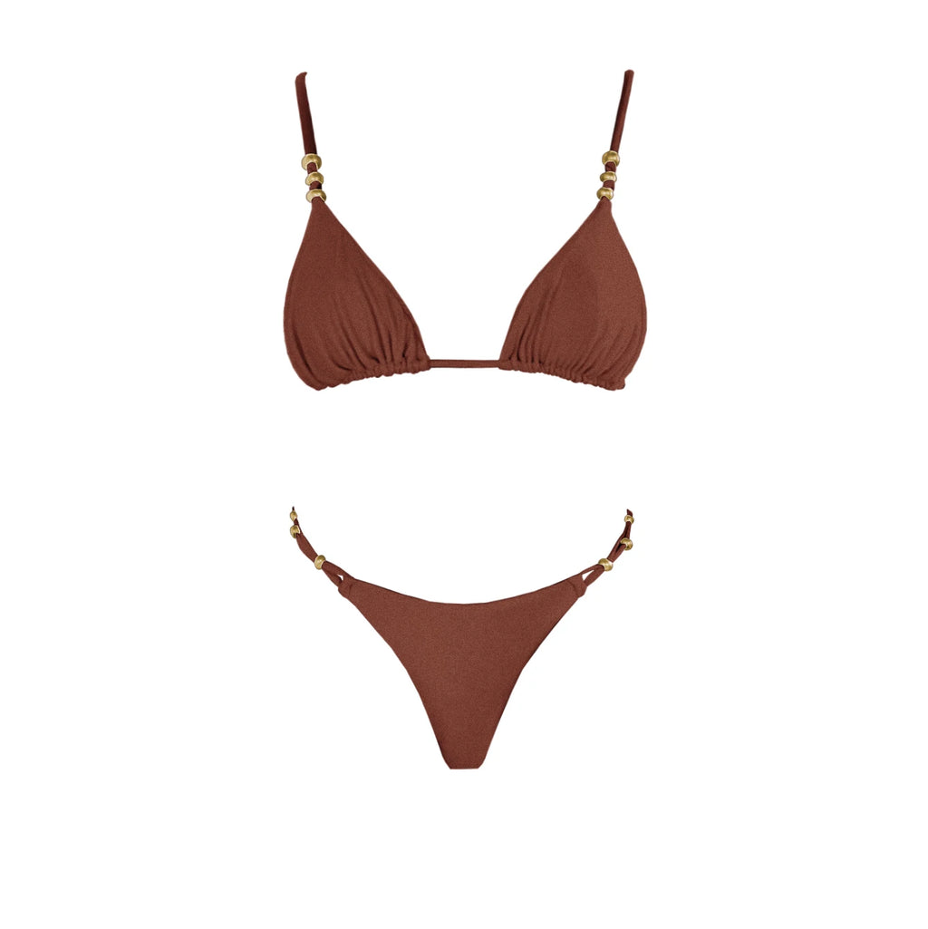 Strappy Three-Piece Bandeau Bikini Set