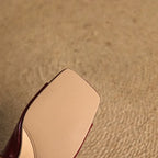 Leather Square-Toe Slingback Heels