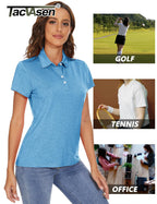 TACVASEN 4 Buttons Polos T-Shirts Womens Summer Short Sleeve Athletic Golf Polos Tee Shirts Sports Casual Work Pullover T-shirts