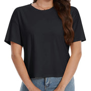 TACVASEN UPF 50+ Cropped Cotton T-Shirts Womens Summer Short Sleeve Casual Crew Neck Tops Breathable Sun UV Block Outdoor Tees