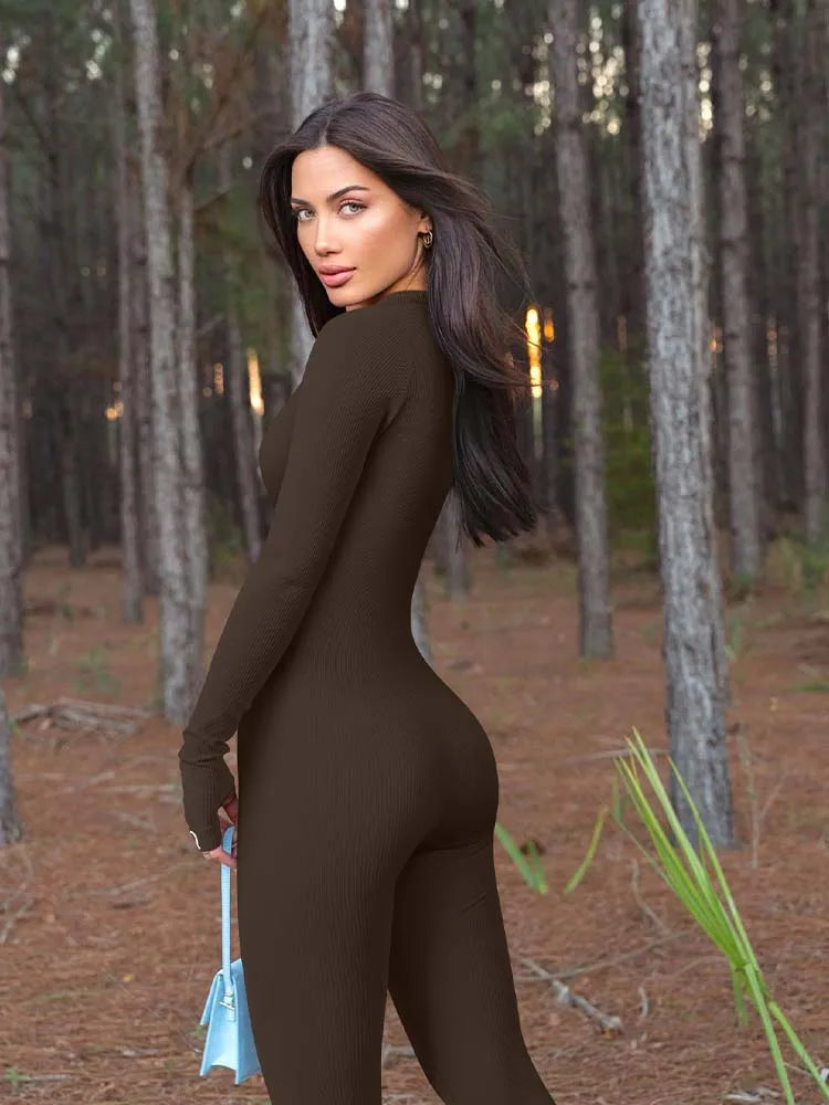 Long-Sleeve Active Jumpsuit