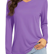 TACVASEN Summer UPF 50+ Long Sleeve T-Shirts Womens Sun Protection V Neck Fashion Tee Shirts Quick Dry Outdoor Hiking Pullover