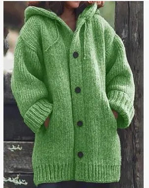 Cotton Knit Hooded Cardigan