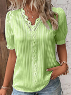 Plus-Size V-Neck Short-Sleeve Blouse