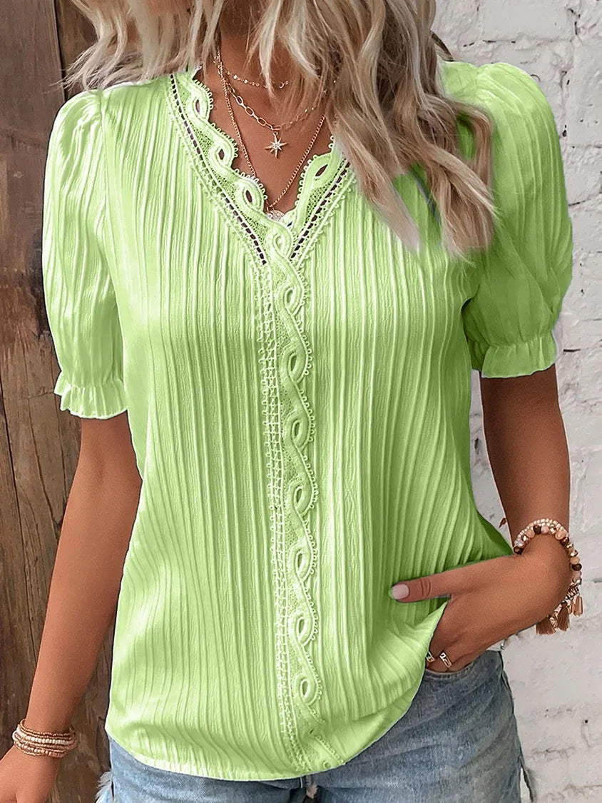 Plus-Size V-Neck Short-Sleeve Blouse