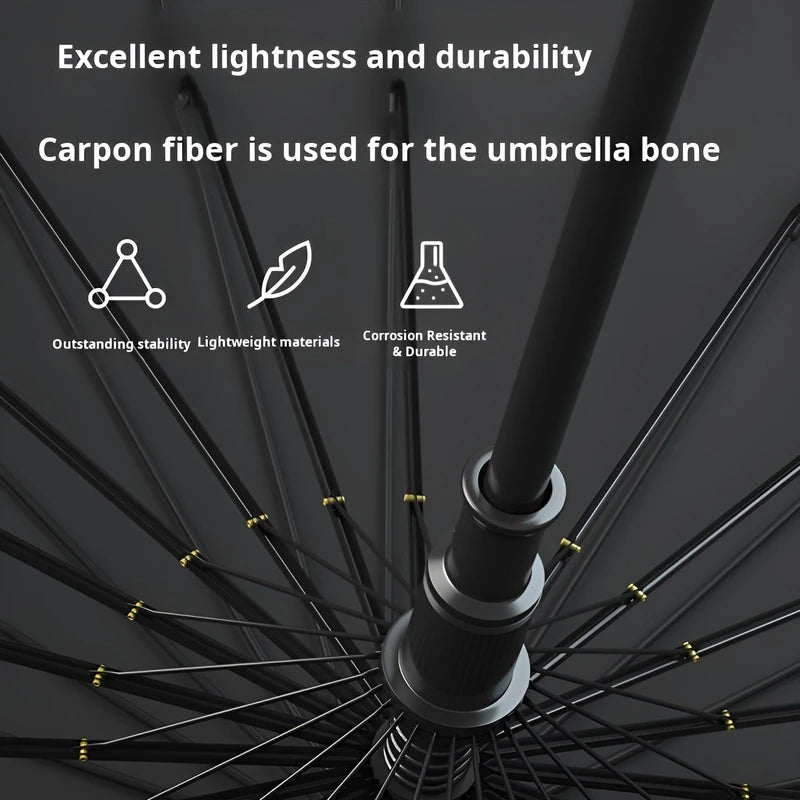 24-rib Long Handle Automatic Umbrella Long Handle Business Umbrella for Men Integrated Button Large Wind-Resistant Umbrella Para