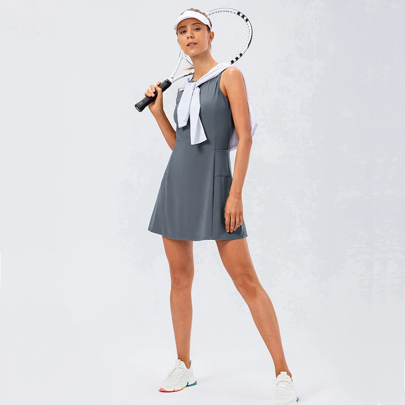 Aurelia Sun Sleeveless Tennis Dress & Shorts Set – Purple – image 5