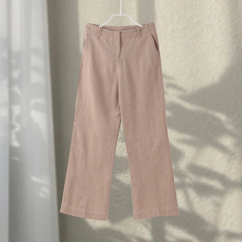 Zip-Collar Crop Top & Straight Pants Set